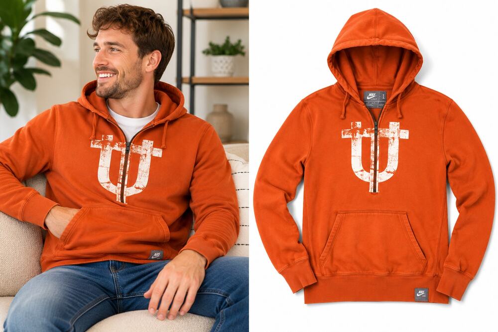 Nike Texas Longhorns Hoodie Adult L Burnt Orange Half Zip Pullover NCAA